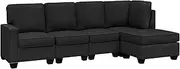 Artiss Sofa, 5 Seater Sofabed Couch Seat Daybed Armchair Loungefly Play Chair Sleeper Indoor Home Bedroom Living Room Furniture, with Cushion Cover High Resilience Sponge Dark Grey