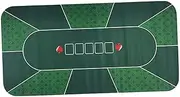 Rubber Poker Table Layout Family Portable Tabletop Players Casino Gaming Table Top Pad with Storage Bag Accessories - Green, 120x60cm