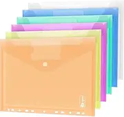 24 Pack Plastic Wallets A4, Binder Folder with Plastic Wallets,A4 Clear Document Wallets, Envelopes Wallets Folders with Pocket/Hook and Loop Closure, 11 Hole Ring Binder Punched Plastic Folde