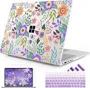 [Mektron] Case for 13.8" Microsoft Surface Laptop 7 Windows 11 AI PC 2024 Surface Laptop 13.8 Inch Cover Fits Model 2036, Keyboard Cover +Screen Protector +Dust Plugs, Colorful Floral C139