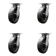 8 Inch Polyolefin Caster Set with Ball Bearings and Swivel Locks Service Caster