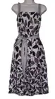 BCBGMAXAZRIA SILK Leaf ivory burgundy PRINT pleated tie Sleeveless DRESS SIZE:M