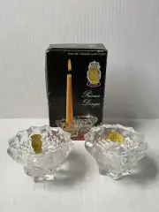 NEW Imperlux 24% Genuine Lead Crystal Candle Holders with Germany Prisma Design