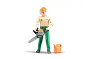Bruder Bworld 11cm Forestry Worker Figurine Man w Helmet Motor Saw Canister 4y+
