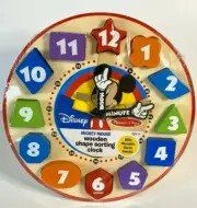 New Melissa and Doug Mickey Mouse Wooden Shape Sorting Puzzle Educational Clock