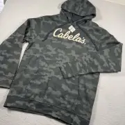 Cabelas Hoodie Mens Large Green Camo Fleece Lock-Up Outdoor Hunting Sweatshirt