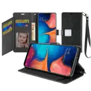 GSA Leather Flip Wallet Case for Samsung Galaxy A20/A50 Galaxy Black