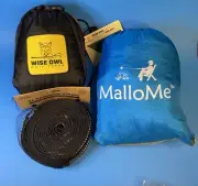 SAVE! -MalloMe XL Parachute Hammock, Wise Owl Bug Netting, XL Hammock Straps LOT