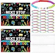 Cunno 24 Sets 5th grade Gifts for Graduation Class of 2025 Graduation Bracelet Greeting Card with Bags Letter Welcome Bracelets for students 5th Grade Graduation Party Favors Gift