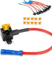 Nilight - 50038R 10 Pack 12V Car Add-A-Circuit Fuse TAP Adapter with 5 Amp Lo...