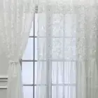 White Rose Sheer Curtains Embroidered Floral Splicing Balcony Tende Drapes