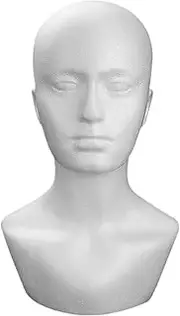 Wig Head - Male Foam Mannequin Head,White Manikin Hair Holder Model for Hats Hair Accessories Crafts Scarve Salon Headphone Hairpieces