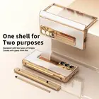 Metal Hinge Flip Case for Samsung Z Fold 6 5 4 3 5G Stand Cover Screen Protector