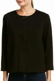 $129.00 NEW NYDJ Womens M Jacket Solid Black Snap Front Closure w/ Pockets NWT