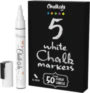 White Ch|alk Markers - White Dry Erase Chalk Pens for Blackboards, Chalkboard