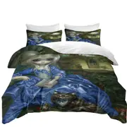 Alice and Cat Fairytale Daydreaming Wonderland Quilt Cover