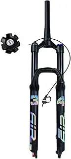 Bike Suspension Fork for Mountain Bike 27.5 29 Inch Mountain Bike Bicycle Suspension Fork 1-1/2'' Tapered Steerer Bike Shock Absorber Air Front Forks Travel 140mm Axle QR 9mm Damping Rebound Unisex