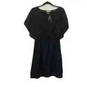 HD In Paris Anthropologie Black Peasant Swim Coverup Beach Mini Dress Size 6