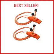 Emergency Whistles (2) w/ Lanyard Safety Whistle Survival Shrill Loud Blast Kaya