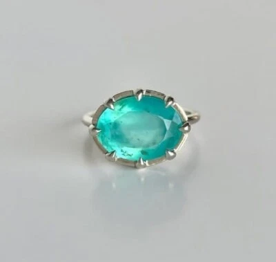 2.65Ct Oval Cut Natural Emerald Diamond Engagement Ring 14K solid White gold