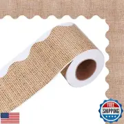 Fayayuan 66 Feet Burlap Bulletin Board Border Self Adhesive Scalloped Border