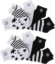 [LIFKOME] 2 Pair Women's Ankle Socks Cute Cotton Socks Thin Soft Elastic Cuff Fashionable Casual Socks