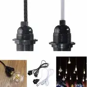 2.5M Cord E27/E26 Edison Pendant Light Holder Hanging Lamp Socket US Plug Adapter Switch 24 BLACK