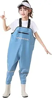 Kids Chest Waders, TOPIND Adjustable Shoulder Strap Fishing Pants with Zipped Waterproof Pockets Hunting Boots Lightweight Waterproof Nylon/PVC Waders for Sports Garden Beach Overall