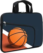 Laptop Sleeve for 14-15.6" Chromebook, Ultrabook & Notebook - Neoprene Case with Handle & Two Pockets (Basketball)