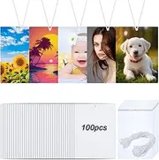 Maitys 100 Pieces Sublimation Air Fresheners Blanks Sheets DIY Felt Air Freshener Rectangle Fragrant Sheets with 100 Pieces Bags and Rope for Car and Home Hanging Decoration