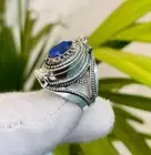 Silver Plated Poison Ring For Women With Natural Sapphire Gemstone Size 10 US