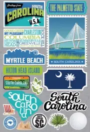 3 Pack Reminisce Jet Setters 3.0 State Dimensional Stickers-South Carolina JET-0