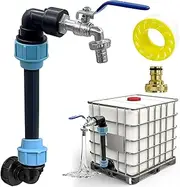 YeahBoom IBC Gooseneck 3/4 Inch Outlet Tap, IBC Tank Gooseneck, IBC Tank S60 x 6 Stopcock with Adapter, IBC Adapter with Gooseneck Brass Tap