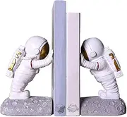 Joyvano Astronaut Bookends - Space Decor for Kids Rooms - Book Holders With Anti-Slip Base for Heavy Books