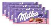 4X Milka Chocolate Bar Strawberry & Yoghurt 100g