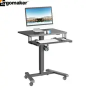 Ergomaker Mobile Standing Desk with Keyboard Shelf Pneumatic Over Bed Table New