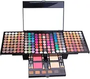 194 Eyeshadow Palette Makeup Set- All In One Ultimate Combination Set with 184 Shimmer and Matte Eye Shadow,2 Contour, 2 Blusher,6 brushes and 6 Eyebrow Makeup,Girls,Women Full Cosmetic Kit (194 Colors)