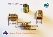 Qty 10 M8 x 15mm Hard Wood Threaded Flange Zinc Steel Insert Allen Nut Hardwood