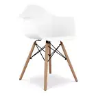 Aron Living Pyramid 17.5" Plastic and Beech Wood Armchair in White