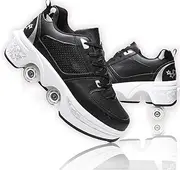 Roller Skate Shoes for Women, Double-Row Deform Quad Roller Skates, Automatic Walking Shoes Detachable Roller Skate, Shoes with Wheels for Girls Boys, Skating Shoes Unisex