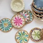 Round Shell Cup Mat Dining Table Protector Pad For Coffee Tea Hot Drink