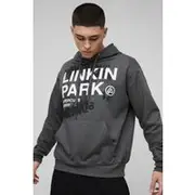 Mens Charcoal Oversized Linkin Park License Print Hoodie