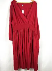 Old Navy Woven Peasant Maxi Dress Boho Burgundy Red Plus 4X NEW With Tag READ!