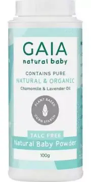 Gaia Natural Baby Powder 200g+natural and organic Talc free cornstarch powder