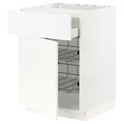 METOD / MAXIMERA base cab f hob/drawer/2 wire bskts, white/Veddinge white, 60x60x80 cm