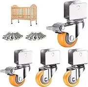 1,25 Inch 32mm Swivel Caster Wheels,U-Bracket Furniture Caster,Nylon Castors Wheel for Cribs,Flower Stand,Baby Bed Castors,U-Clamp Top 360° Rotatable Universal Caster,4pcs,Yellow(Swivel+brak