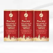 (3-Pack) Top Life Wild Antarctic Krill Oil Complex 700 Max- Premium Cardiovascular Support-up to 180 counts
