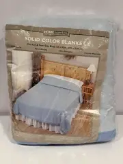 NEW Vintage Home Essentials Solid Blanket Light Blue 72 x 90 NIP Sealed