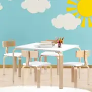 5 PC Kids Table And Chair Set Study Play Activity Desk Smooth Safe Edges White