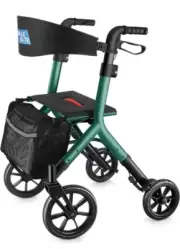 WALK MATE Rollator Pro WM02061 Height-Adjustable Seat, 10 Inch Wheels, Green